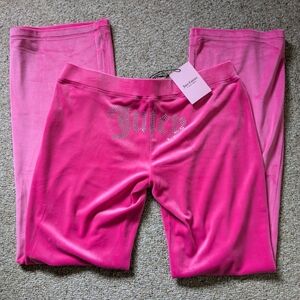 NWT ✨ Juicy Couture Bling Velour Track Pants, Hot Pink, Size Medium